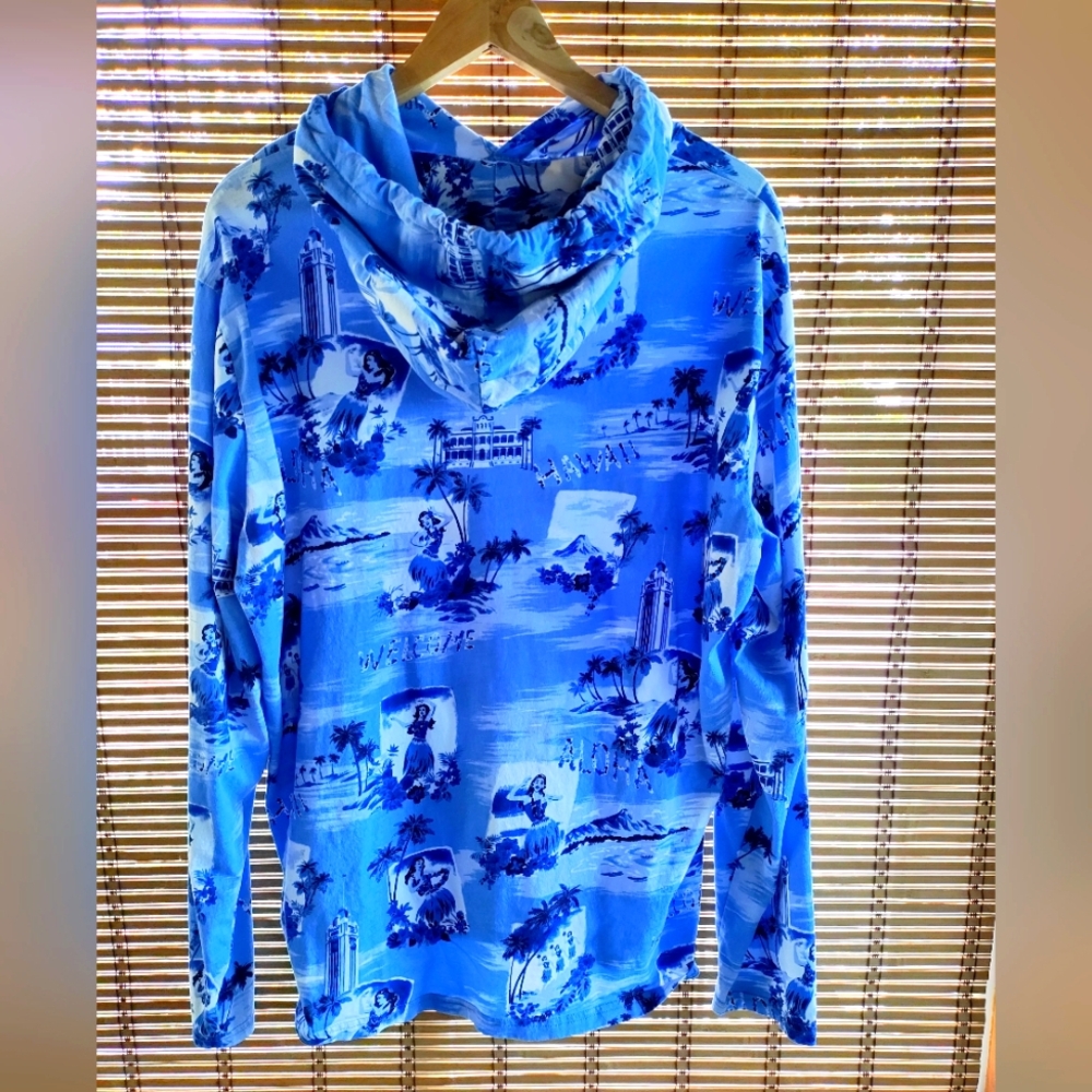 Ralph Lauren Polo Blue Hawaiian Tshirt Hoodie - Picture 2 of 4